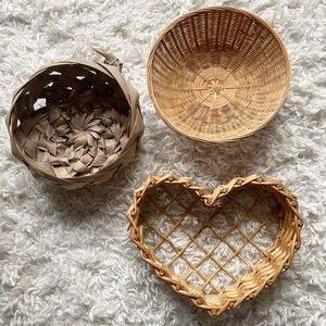 Wicker Rattan boho baskets‎ home decor set of 3